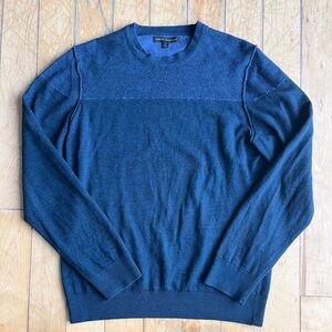 Robert Barakett Deep Blue Part Wool Crewneck Sweater Size Large